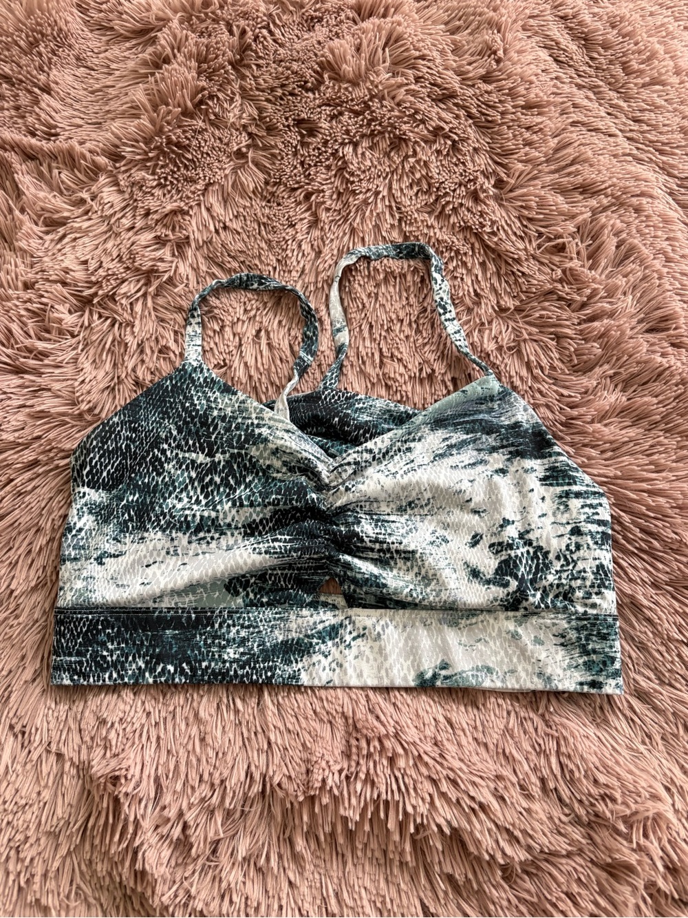 Fabletics Twist Back Snake Print Sports Bra